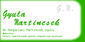 gyula martincsek business card